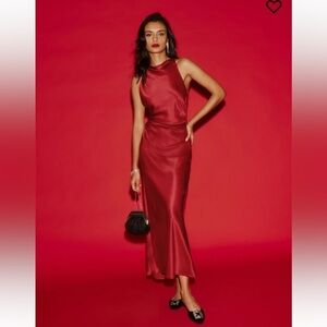 Reformation cassette silk dress in red